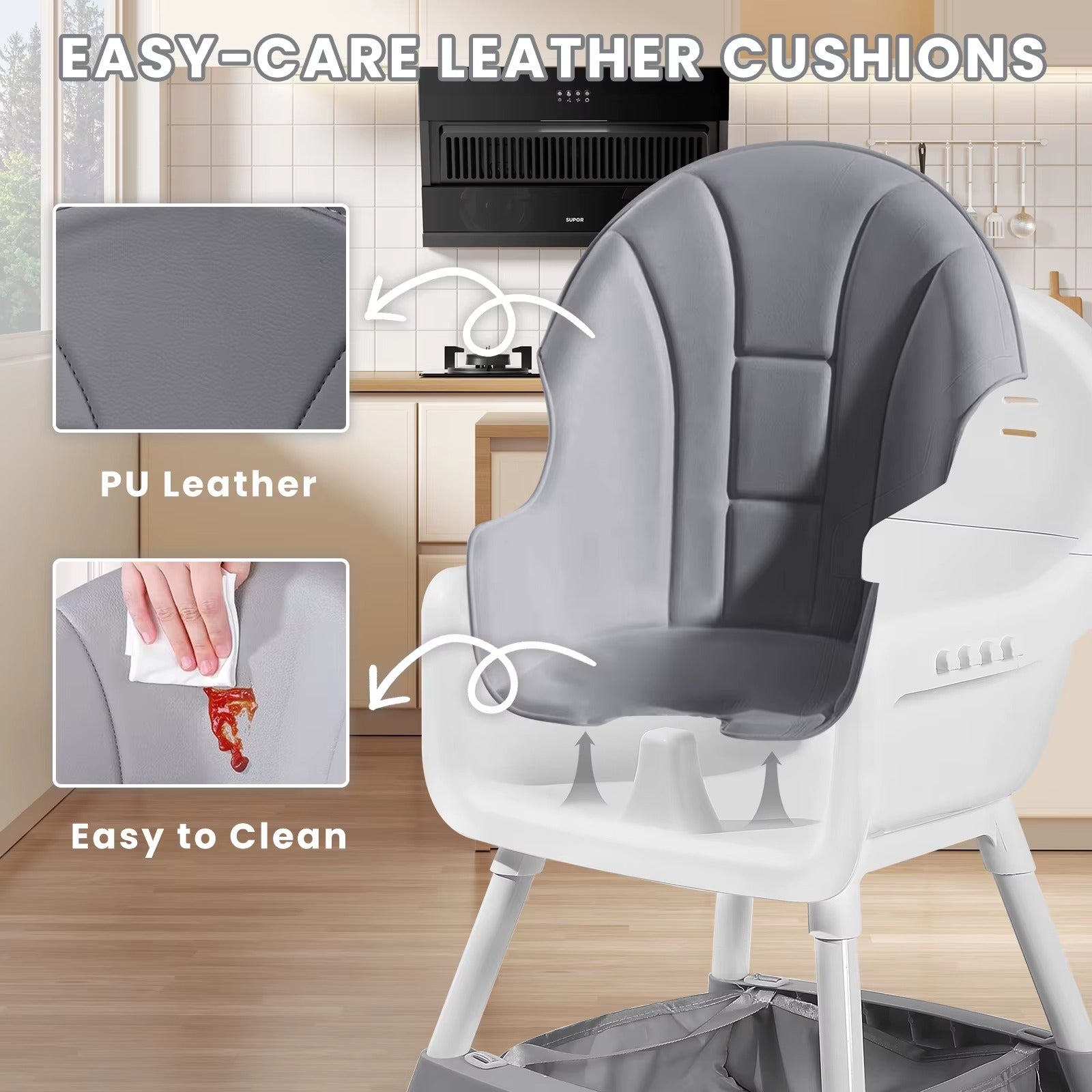 Convertible Baby High Chair with Double Tray