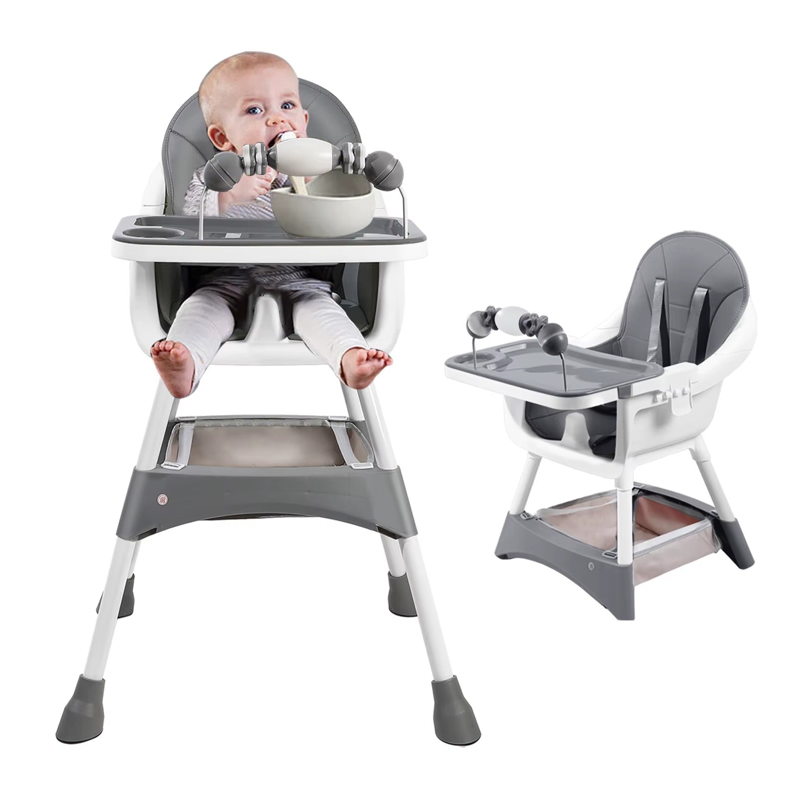 Convertible Baby High Chair with Double Tray