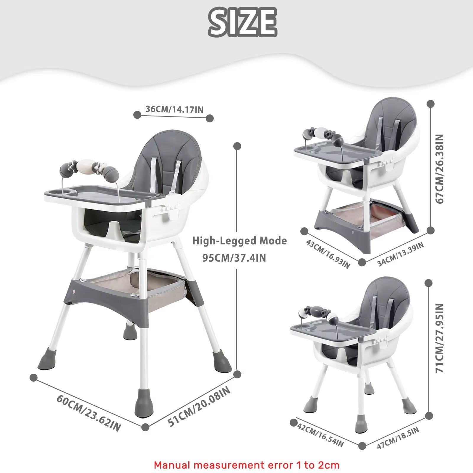 Convertible Baby High Chair with Double Tray