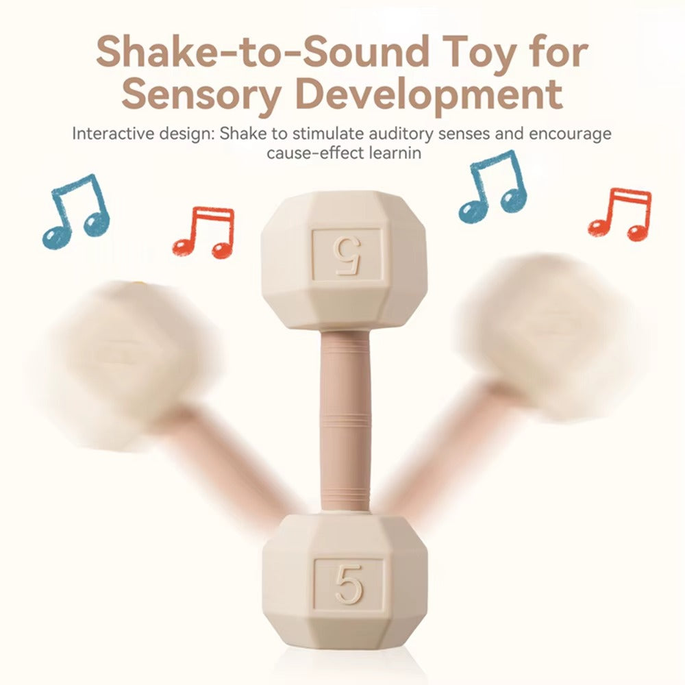 Silicone Baby Dumbbell Teether & Rattle (0–12 Months)